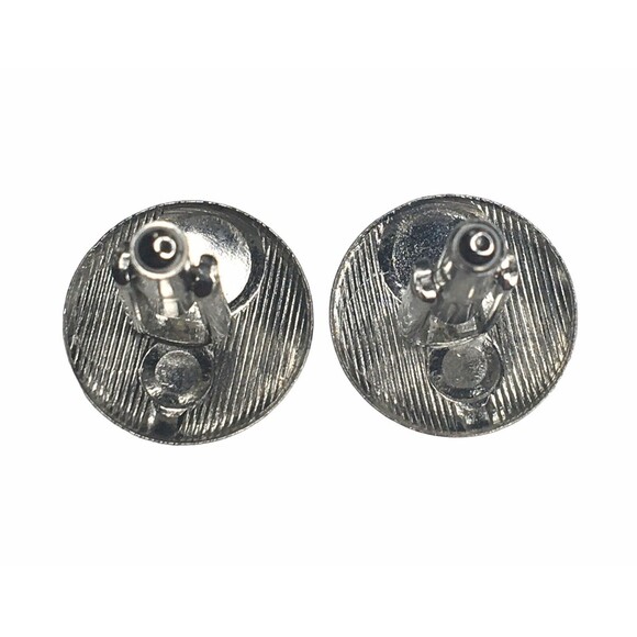 Vintage Cufflinks MCM Silver Tone  Round Geometric Circle Mid Century Estate - Picture 2 of 9